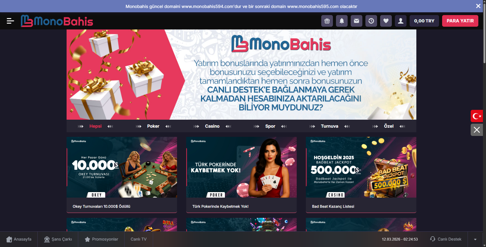 Monobahis Casino İlk Üyelik Bonusu